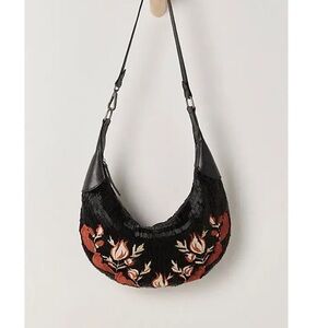 NWOT FREE PEOPLE BUGLE BEAD SHOULDER BAG | BLACK